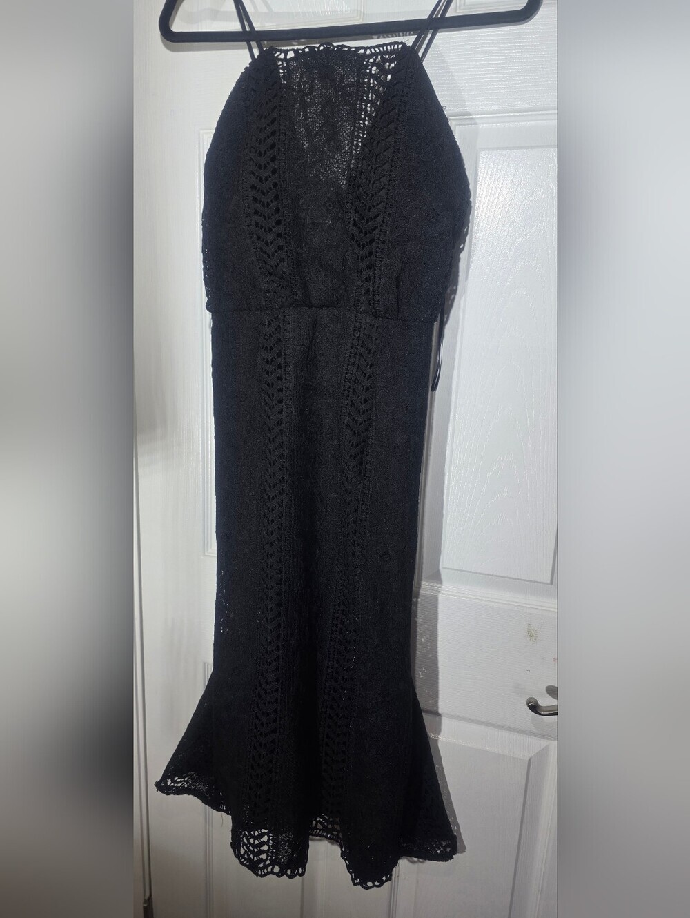 Ecru Lab Black Lace Midi Dress Women Size S Sleeveless Fit & Flare
